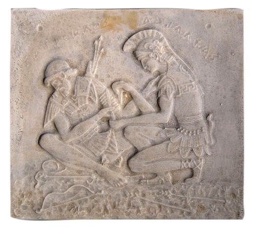 Trojan Heros Achilles and Patroclus sculpture plaque