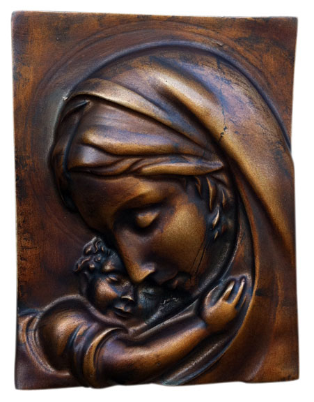 Virgin Mary and Baby Jesus Christ wall plaque