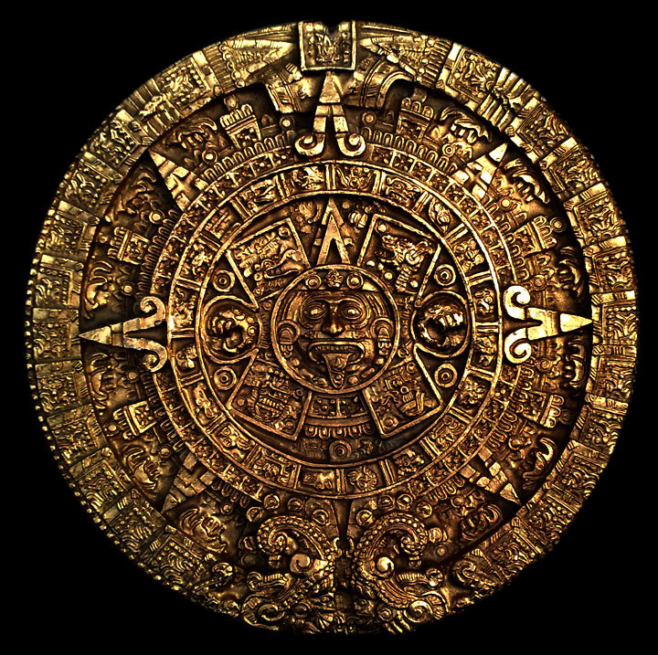 Aztec Maya Calendar 13″ (gold finish)