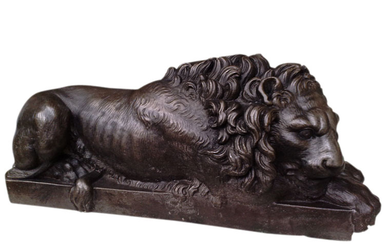 Crouching Lion sculpture in Dark Bronze finish