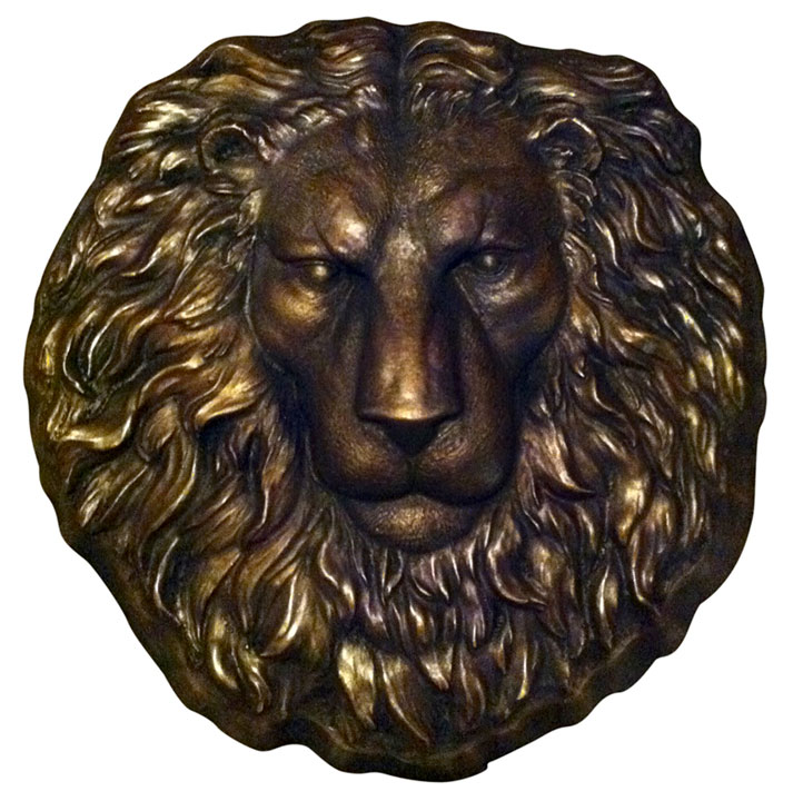 Roman Lion wall sculpture in Dark Bronze finish