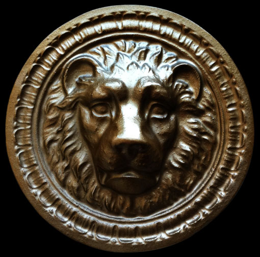 Roman Lion Head round plaque