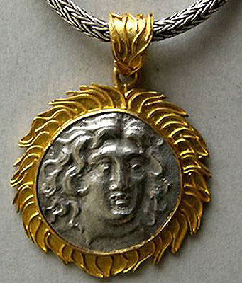 ISLANDS off CARIA, Rhodes. Ca. 304-265 BC. AR Drachm. Set in a custom made 22K. yellow gold setting