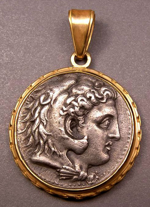 Kings of Macedon: Philip III. 323-317 BC. AR Tetradrachm. Set in 22 K. yellow gold setting