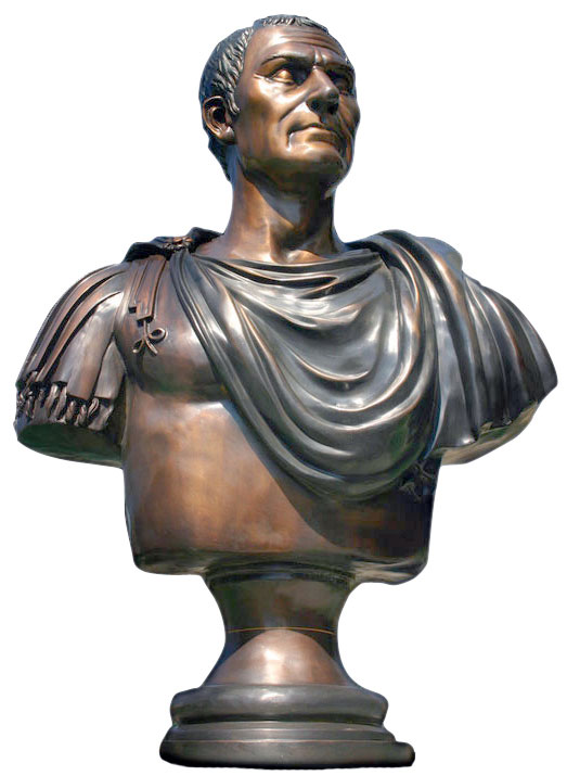 Large Bronze Bust of Roman conqueror Julius Caesar