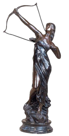 Diana Artemis Goddess Huntress bronze sculpture statue