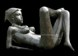 Leaning Bronze Nude (could be used as base for a glass coffee table)