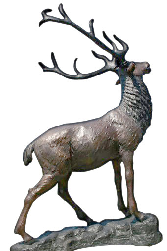 Baying Elk Dear on Rock Life-size Bronze statue sculpture