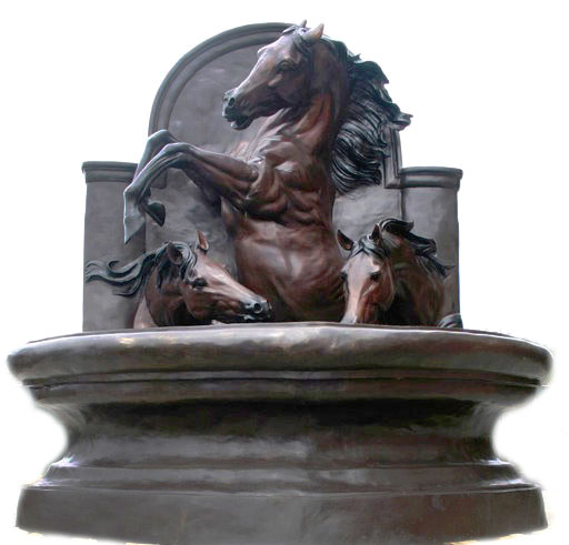 HUGE MASSIVE Three Horse Bronze Wall Fountain