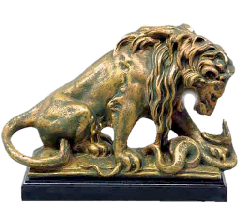 Lion Devouring Serpent Sculpture