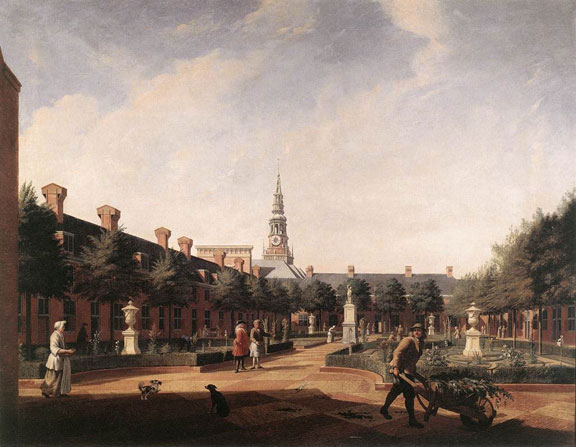The Courtyard of the Proveniershof by Vincent II Laurensz. van der Vinne, 1735