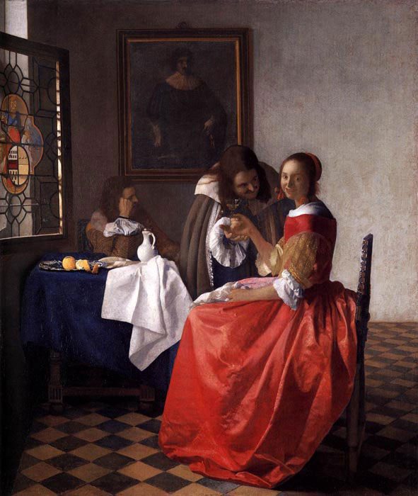 A Lady and Two Gentlemen by Johannes Vermeer, 1659