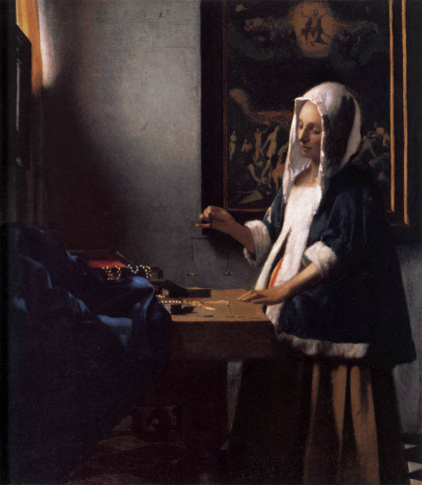 Woman Holding a Balance by Johannes Vermeer, 1662-63