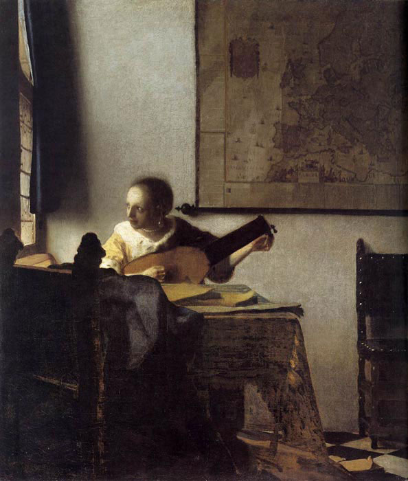 Woman with a Lute near a Window by Johannes Vermeer, 1663