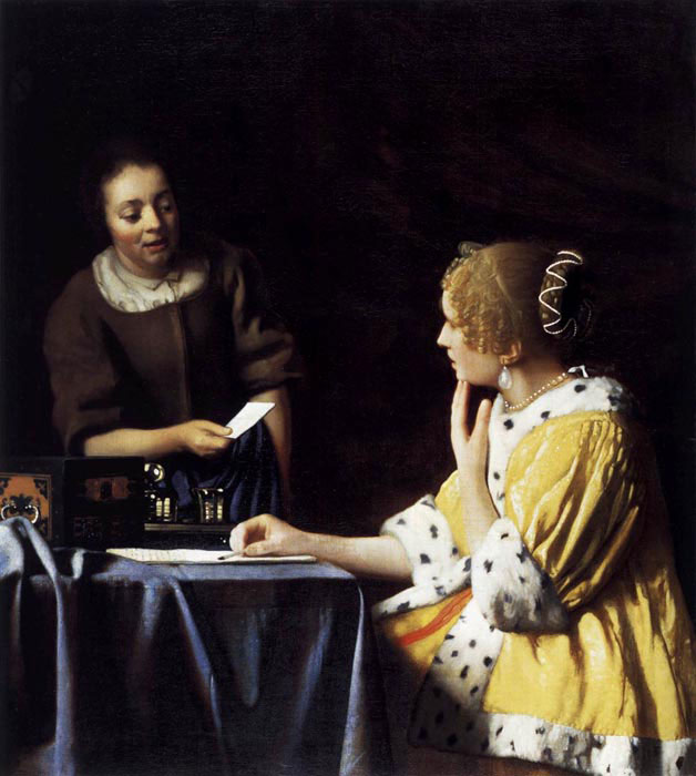 Lady with Her Maidservant Holding a Letter by Johannes Vermeer, 1667
