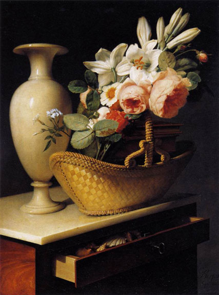 Still-Life with a Basket of Flowers by Antoine Berjon, 1814