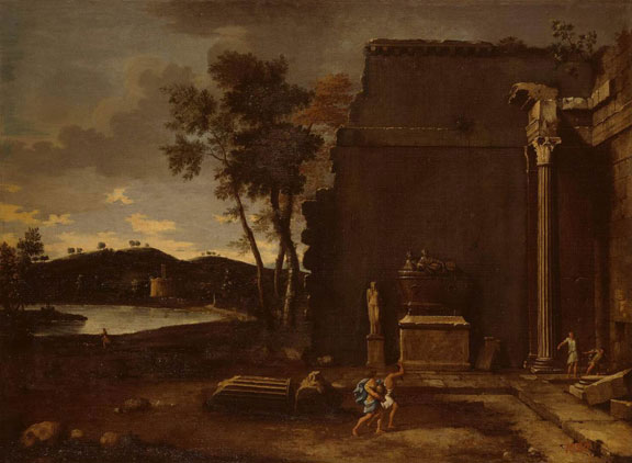 Landscape with Sarcophagus by Thomas Blanchet, 1650-52