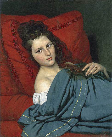 Half-length Woman Lying on a Couch by Joseph-Désiré Court, 1829