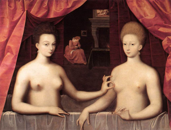 Gabrielle d’Estrées and one of her Sisters by Master of the Fontainebleau School, 1595