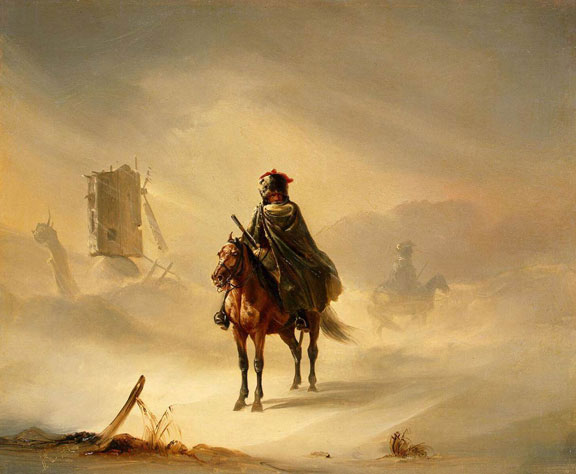Two French Hussars on Patrol in Winter by Auguste Raffet, 1804-1860