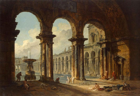 Ancient Ruins Used as Public Baths by Hubert Robert, 1798