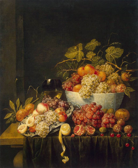 Still-Life with Grapes by Adriaen van Utrecht, 1640