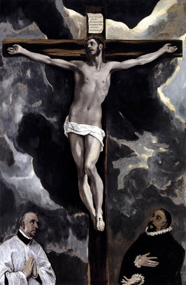Christ on the Cross Adored by Two Donors by El Greco, 1580
