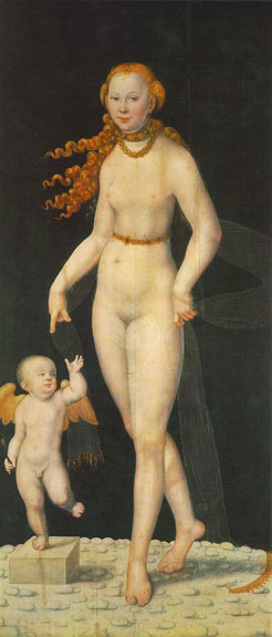 Venus and Amor by Lucas Cranach the Younger