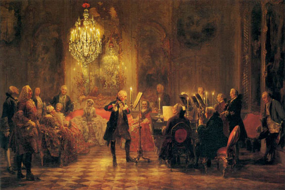 A Flute Concert of Frederick the Great at Sanssouci by Adolph von Menzel, 1852