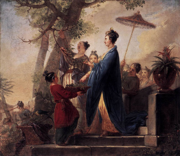 The Empress of China Culling Mulberry Leaves by Bernhard Rode, 1773