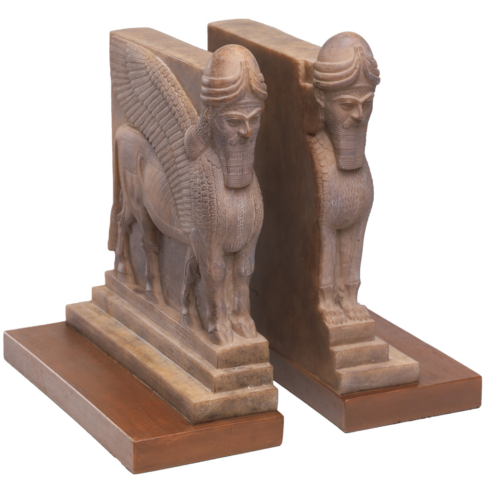 Assyrian Empire Nimrud Palace Wingged Guard Bookends Reproduction