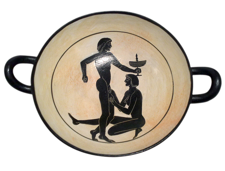 Ancient Greek Kylix with Erotic Scene
