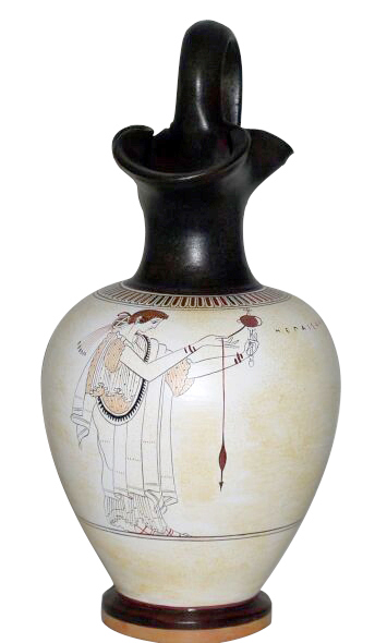 White Oinochoe Jug Vase from British Museum replica reproduction