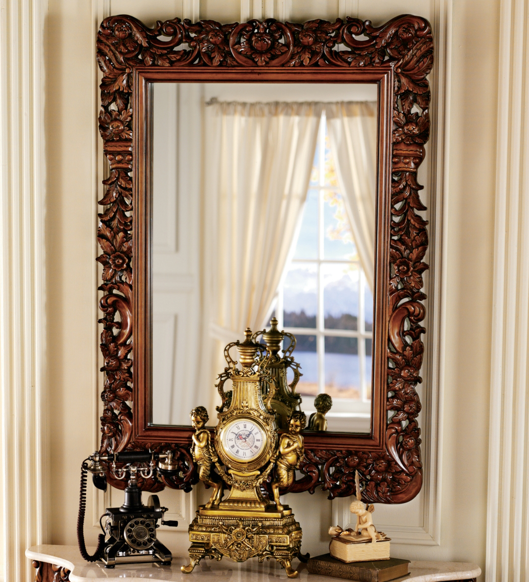 Baroque Mirror Hand-carved in Solid Hardwood