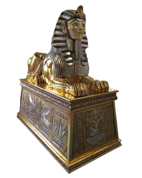 Egyptian Sphinx on Egyptian Plinth (gold finish)