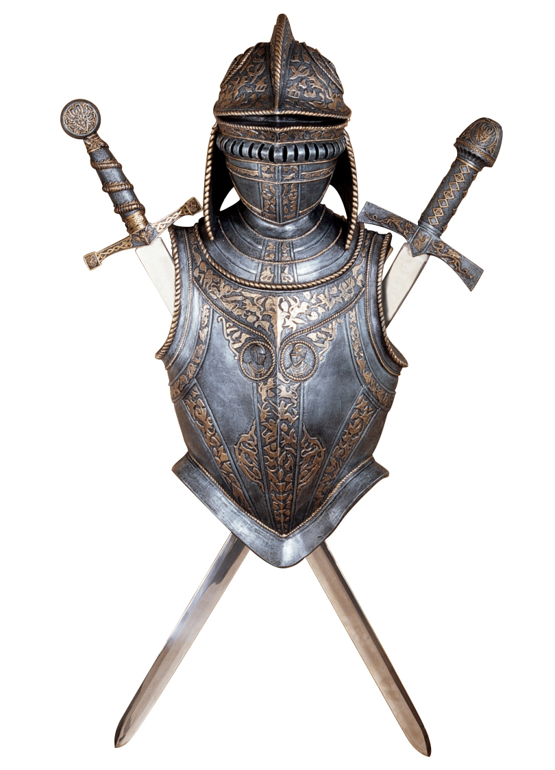 Medieval European Helmet Armor & Swards Wall Display