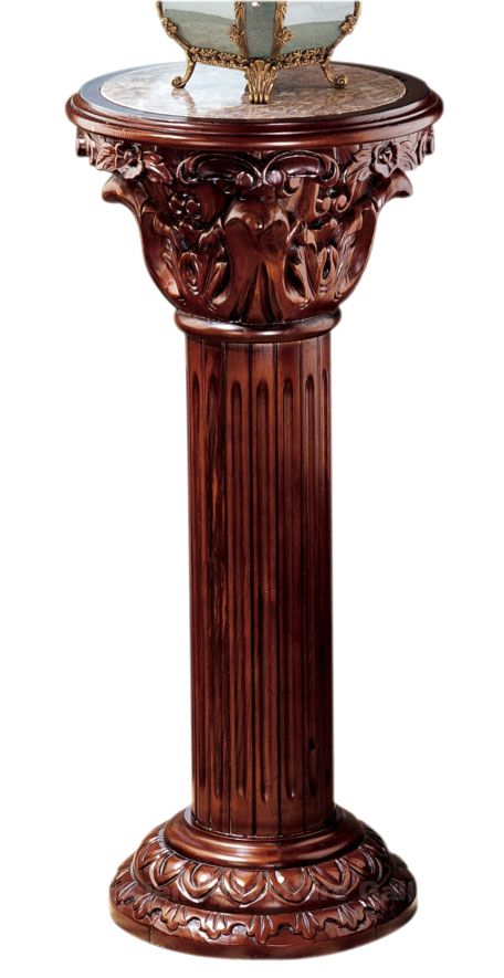 Corinthian Marble-Inlaid Column Pedestal 36.5″
