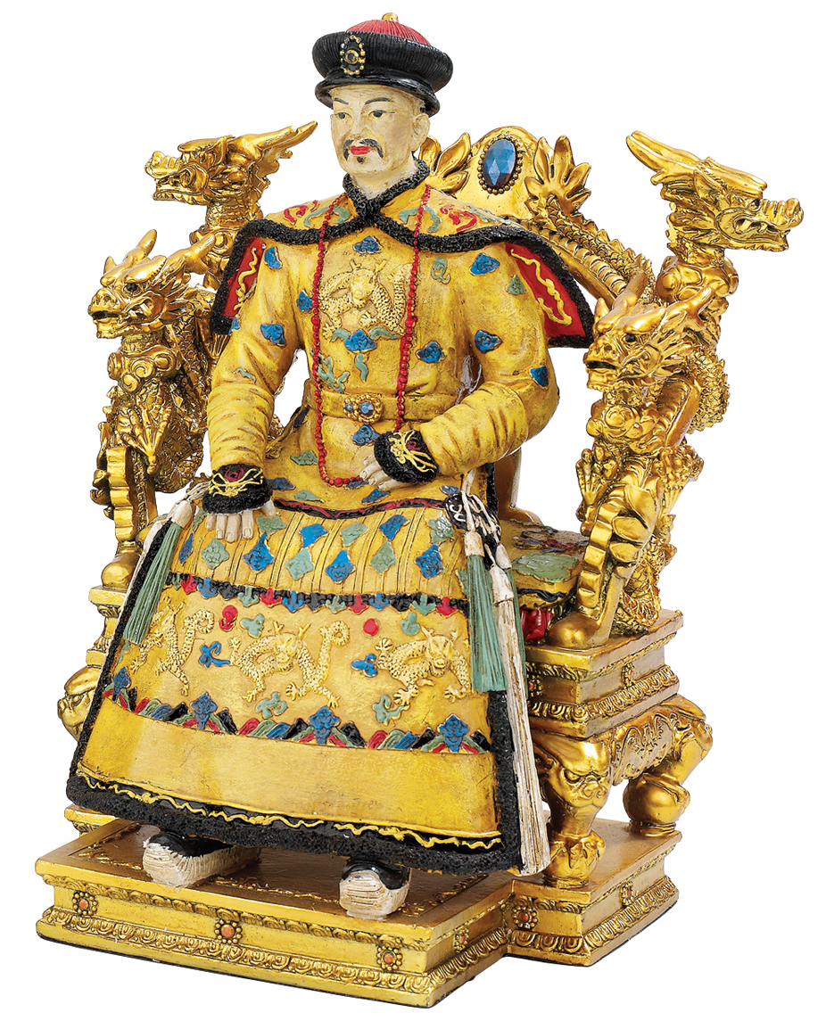 Chinese Emperor on Dragon Throne Statue