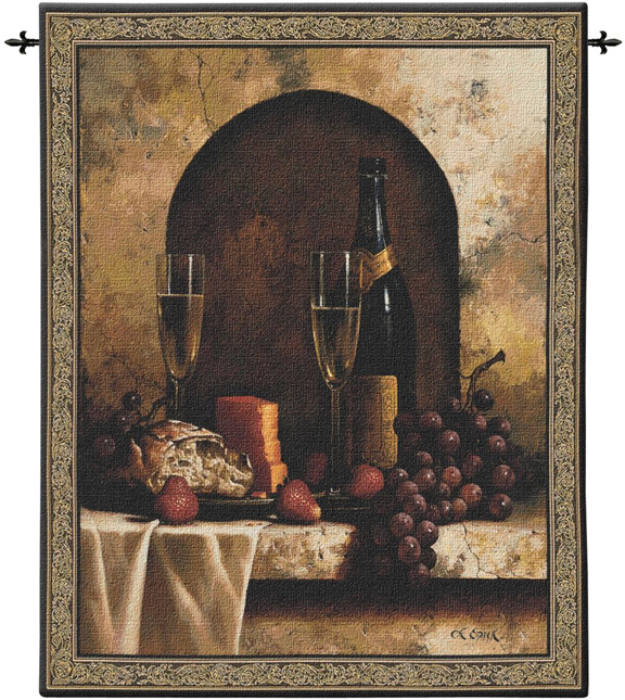 A Date To Remember: Still Life Wine Wall Tapestry (Large)