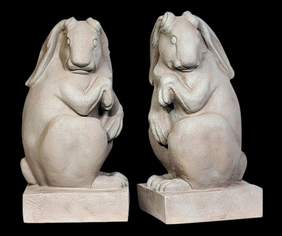 Miss Wetmore’s Teahouse Rabbits Sculpture Statue by Charles Rudy
